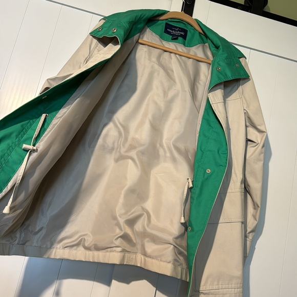 ☔️ Mackintosh New England hooded raincoat- beige and green - Size large ☔️ - Picture 3 of 9